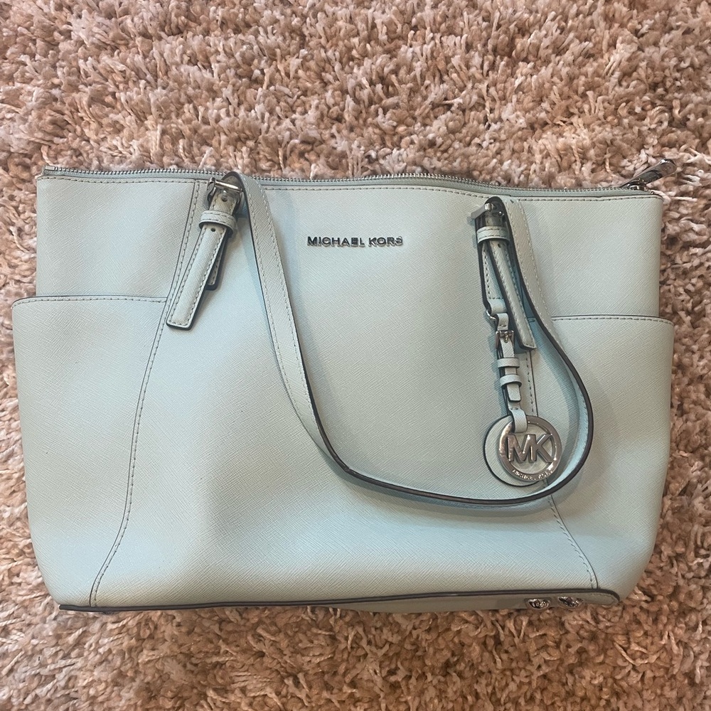 Michael Kors Blue Structured Leather Tote